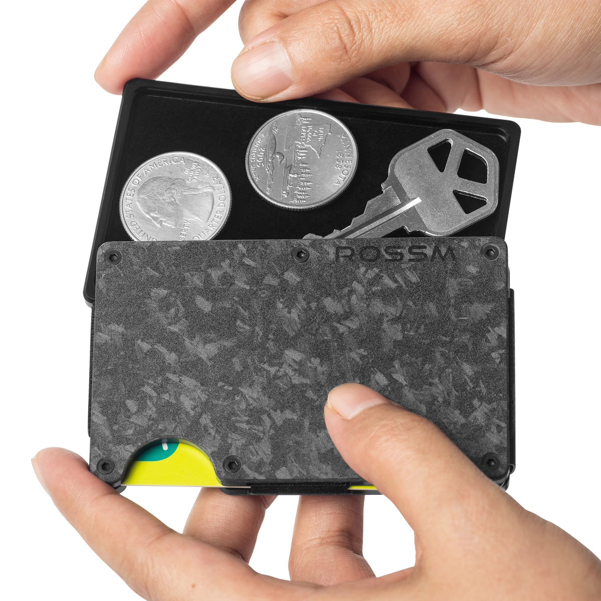 Portamonete Da Tasca ROSSM Wallet – In Alluminio, RFID, Elegante, Nero, 88x54mm - Foto 3